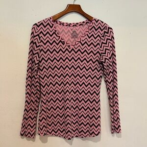 No Boundaries Pink and Black Zigzag Blouse